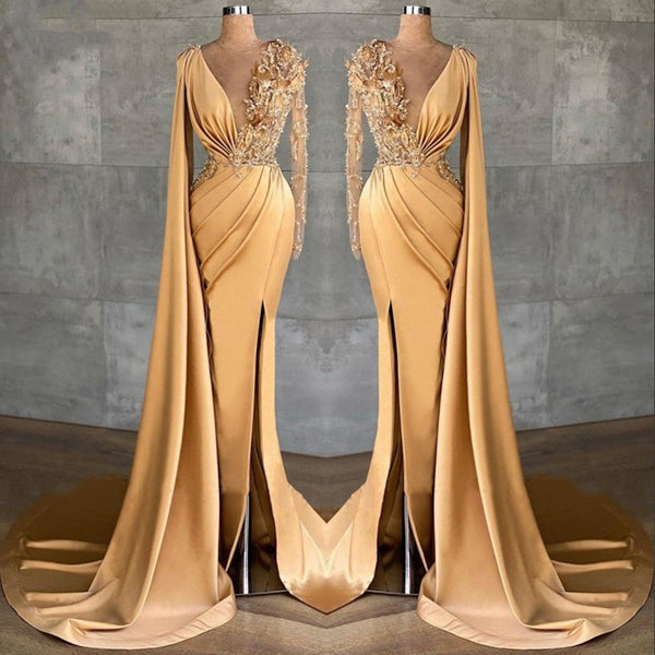 Vestido Largo de Encaje con Manga Larga para Tallas Grandes