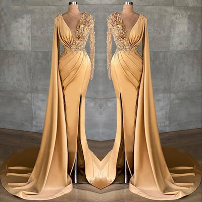 Vestido Largo de Encaje con Manga Larga para Tallas Grandes