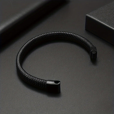Pulsera de Cuero Vintage para Hombre con Cierre Magnético - Image 8