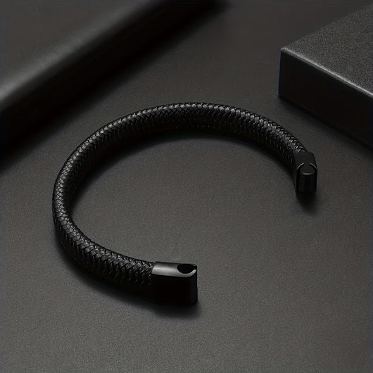 Pulsera de Cuero Vintage para Hombre con Cierre Magnético - Image 8