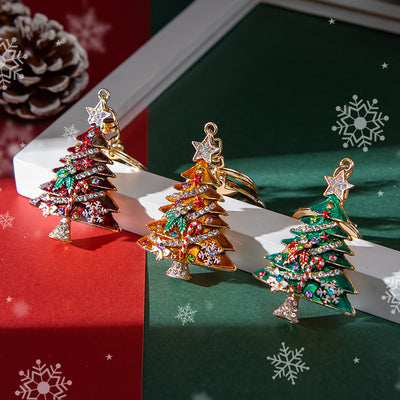 Llavero Navideño Árbol de Navidad con Gotas de Diamante Europeo y Americano - Image 9