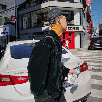 Chaqueta de Terciopelo Verde Oscuro Estilo Hong Kong para Hombre - Image 14