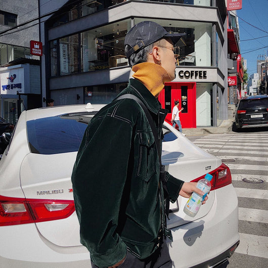 Chaqueta de Terciopelo Verde Oscuro Estilo Hong Kong para Hombre - Image 14
