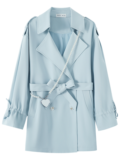Gabardina Clásica Azul Estilo Británico para Mujer - Image 3