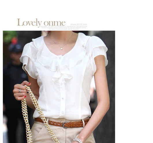 Blusa Blanca con Volantes en las Mangas para Mujer - Image 7