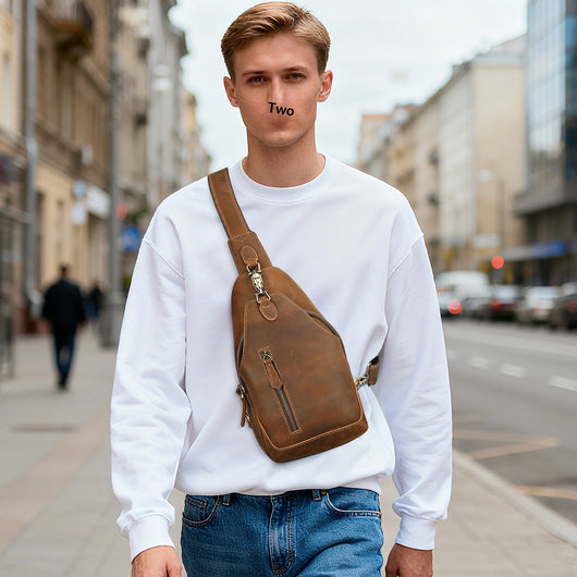 Bolsa de Pecho Ma Pi Cuero Genuino Vintage - Mochila Cruzada Estilo Commuter con Cierre de Candado