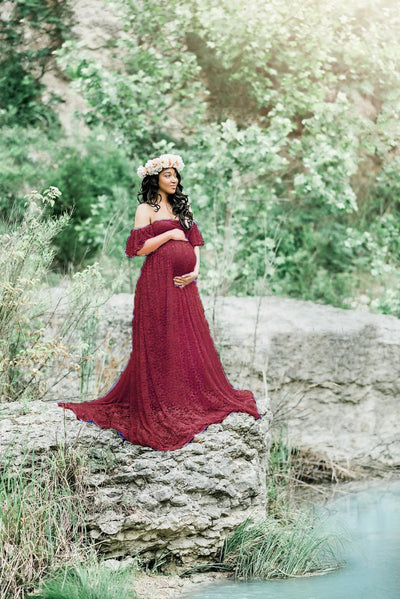 Vestido de Maternidad Corto con Encaje y Cola Elegante - Image 17