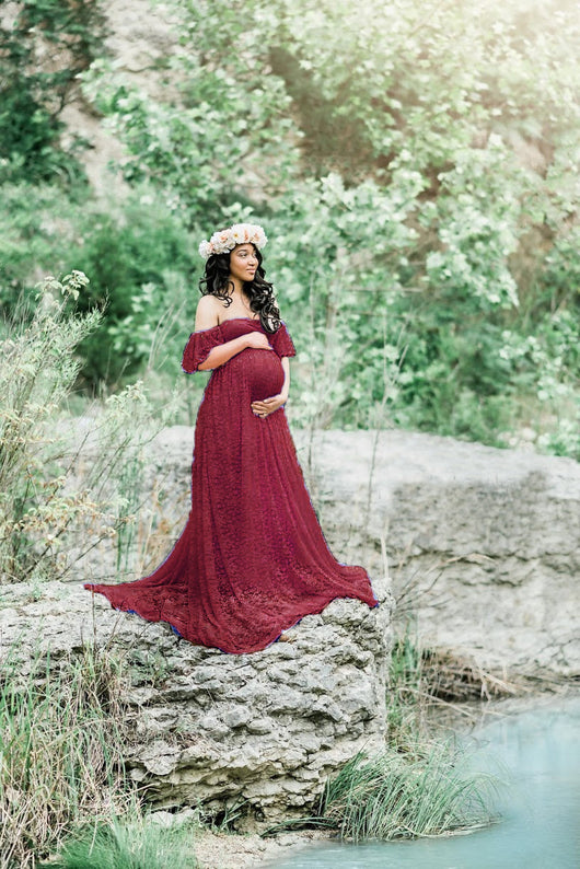 Vestido de Maternidad Corto con Encaje y Cola Elegante - Image 17