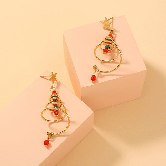 Aretes Navideños Espiral Árbol de Navidad con Estrella - Image 4