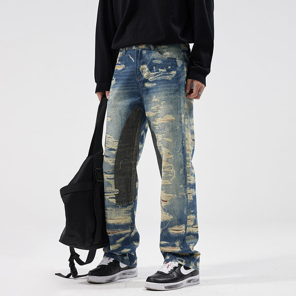 Pantalones Vaqueros Rectos Estampados con Estilo Urbano