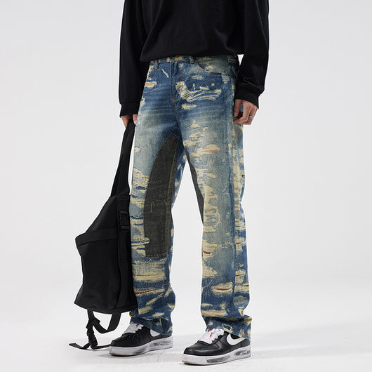 Pantalones Vaqueros Rectos Estampados con Estilo Urbano