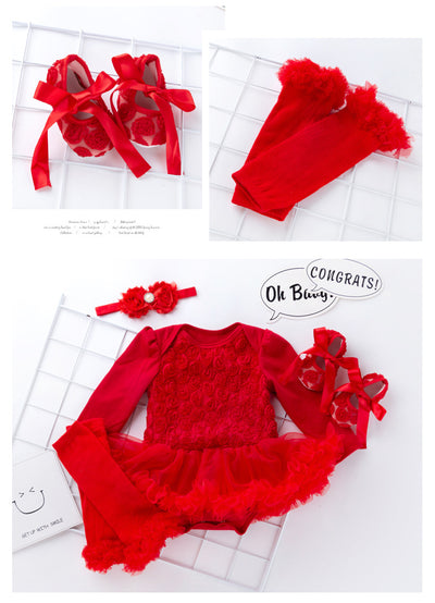 Vestido Romper de Manga Larga Rose Compuesto para Bebé - Image 6