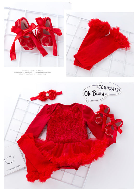 Vestido Romper de Manga Larga Rose Compuesto para Bebé - Image 6