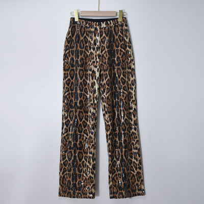Pantalones Rectos Estampado Leopardo con Lentejuelas - Diseño Europeo - Image 32
