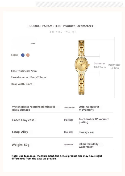 Reloj Vintage Ovalado Mini para Mujer - Resistente al Agua con Cuarzo - Image 10