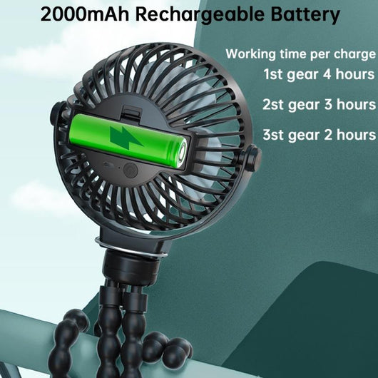Ventilador Portátil Recargable USB con Soporte Flexible - 3 Velocidades - Image 3