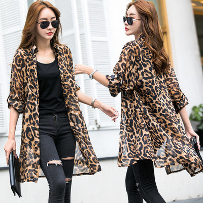 Cardigan Ligero de Gasa Estampado Leopardo con Protección Solar - Image 3