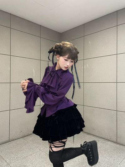 Blusa Gótica Retro de Manga Larga con Volantes - Image 7