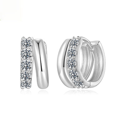Aretes Clip Moissanita D Color Doble Capa Ziyun Original Plata - Image 4