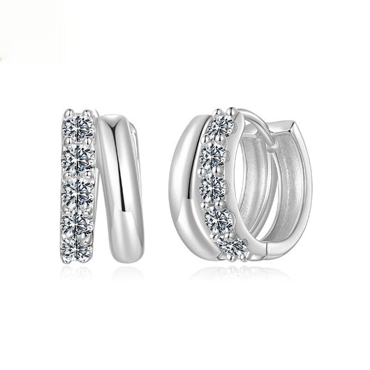 Aretes Clip Moissanita D Color Doble Capa Ziyun Original Plata - Image 4