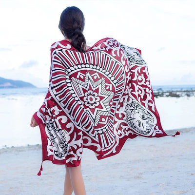 Pareo Étnico de Algodón y Lino - Toalla de Playa Oversized para Viajes - Image 15