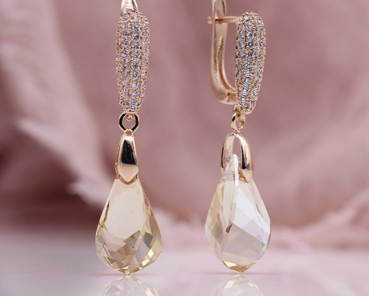 Aretes de Cristal Austriaco Champagne para Mujer - Image 9