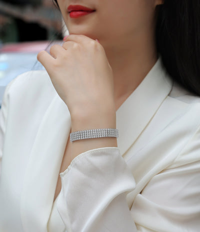 Pulsera de Plata Lujo con Moissanita - Conjunto Elegante Plateado en Platino - Image 7
