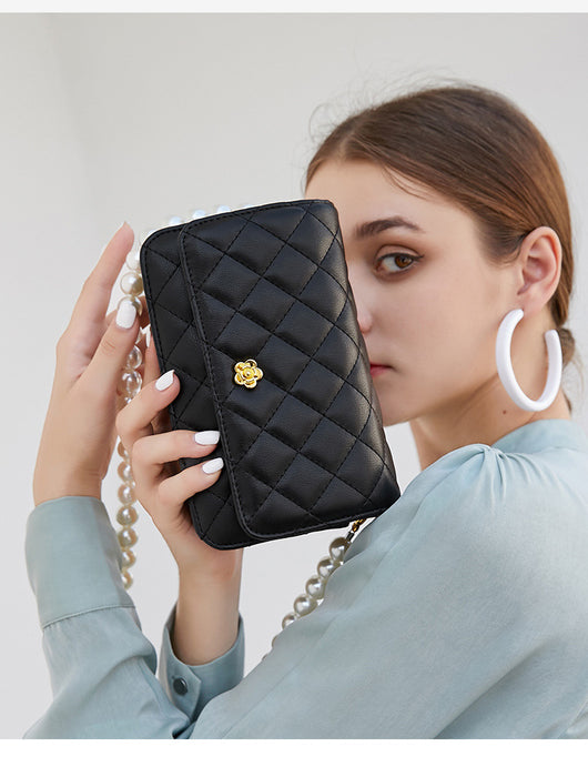 Bolso de Cadena Diamante Estilo Perfume en Cuero Pequeño - Image 10
