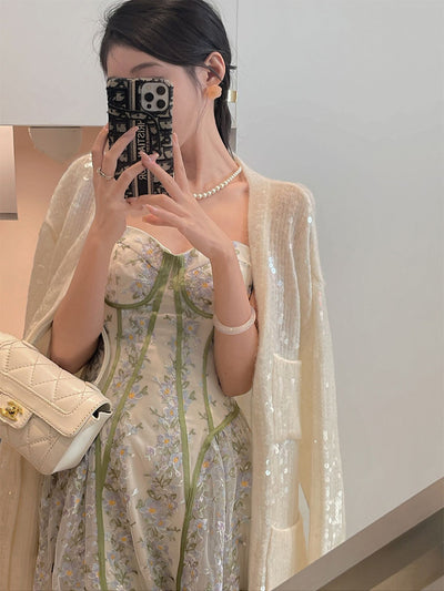 Vestido de Encaje Floral Verano Sensual Cintura Definida Falda Elegante - Image 6