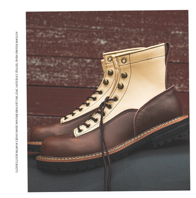 Botas de Trabajo Hombre Cuero Genuino Bicolor con Detalles Artesanales - Image 13