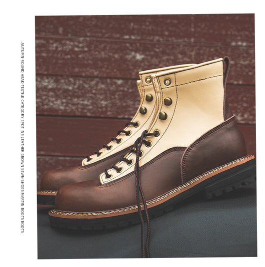 Botas de Trabajo Hombre Cuero Genuino Bicolor con Detalles Artesanales - Image 13