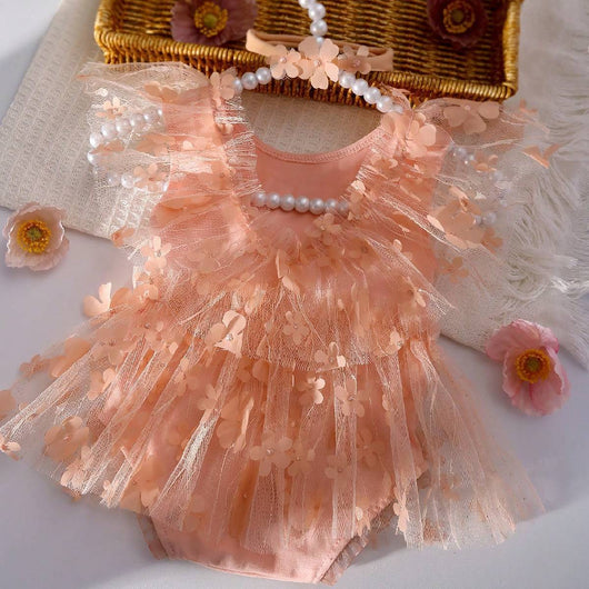 Vestido de Encaje Floral Blanco para Recién Nacida - Image 14
