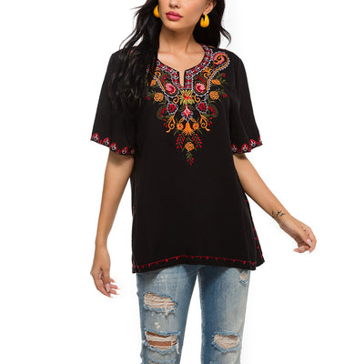 Blusa Suelta Estampada con Bordados Artesanales - Image 8