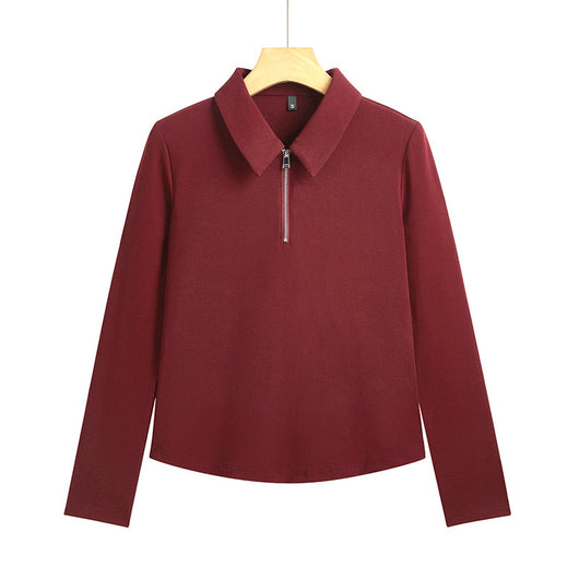 Polera Minimalista Slim Fit con Cierre de Medio Largo para Mujer - Image 6