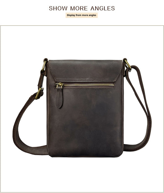 Mochila Crossbody de Cuero Crazy Horse para Hombre - Bolsa iPad Minimalista - Image 16