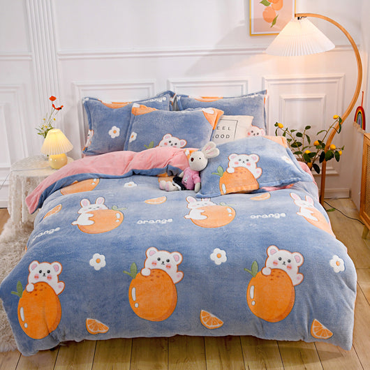 Juego de 4 Sábanas de Franela Gruesa Coral Estampadas - Image 8