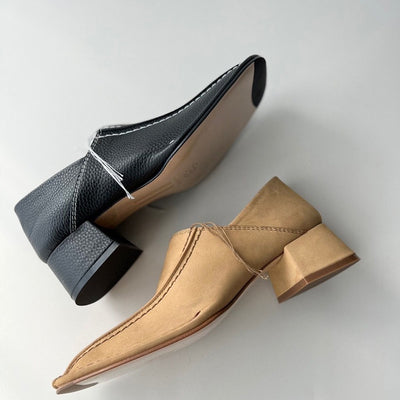Zapato Retro Cuadrado Mujer Cuero Genuino Tacón Medio Grueso - Image 4