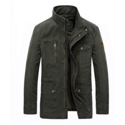 Chaqueta Casual Hombre Cuello Mao Bolsillos Múltiples - Image 5