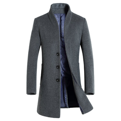 Abrigo de Lana Casual con Cuello de Pie para Hombre - Image 13