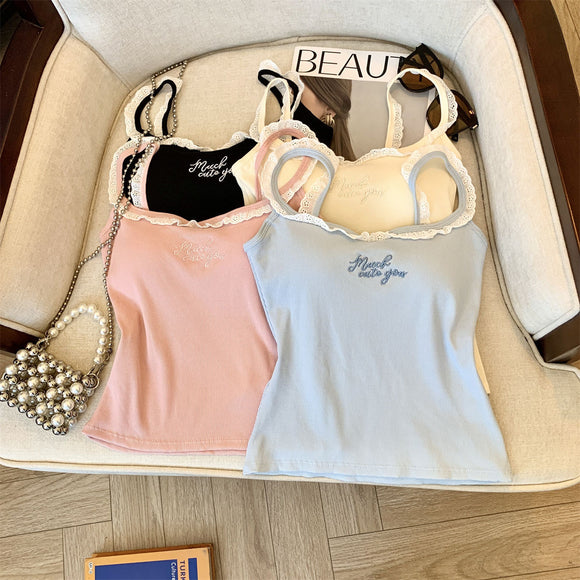 Camiseta de Encaje con Realce de Busto para Mujer