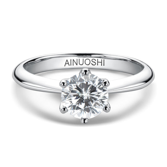 Anillo de Moissanita de 1 Quilate con Seis Puntas en Plata 925 y Baño de Oro 18k - Image 2