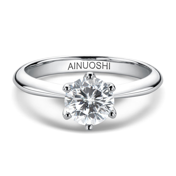 Anillo de Moissanita de 1 Quilate con Seis Puntas en Plata 925 y Baño de Oro 18k - Image 2
