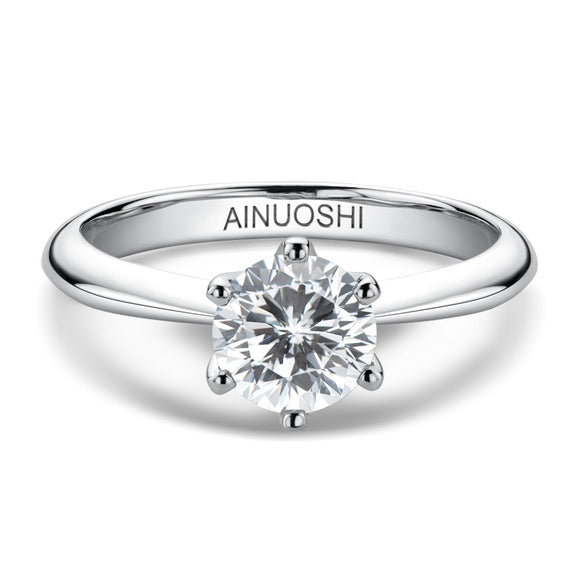 Anillo de Moissanita de 1 Quilate con Seis Puntas en Plata 925 y Baño de Oro 18k