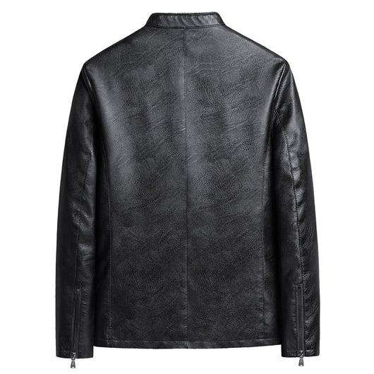 Chaqueta de Cuero PU Ajustada para Hombre con Cuello Alzado Estilo Motociclista - Image 4