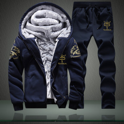 Conjunto Deportivo Dos Piezas Grueso Abrigo Polar para Hombre Talla Grande - Image 8