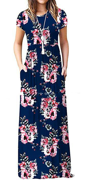 Vestido Largo Suelto Estampado Manga Corta Cuello Redondo para Mujer - Image 25