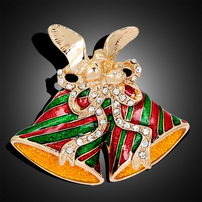 Broche Navideño Campana Oro con Diamantes Completos - Image 8