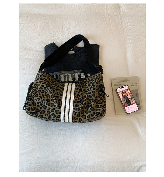 Bolso Mensajero Deportivo Estampado Leopardo Gran Capacidad - Image 16