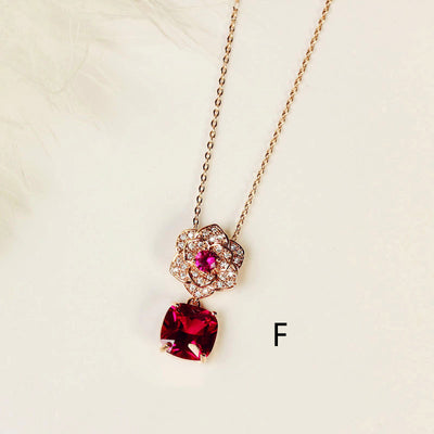 Collar Clavícula Diamante Rojo con Pendiente Rubí - Cadena Corta Elegante - Image 14