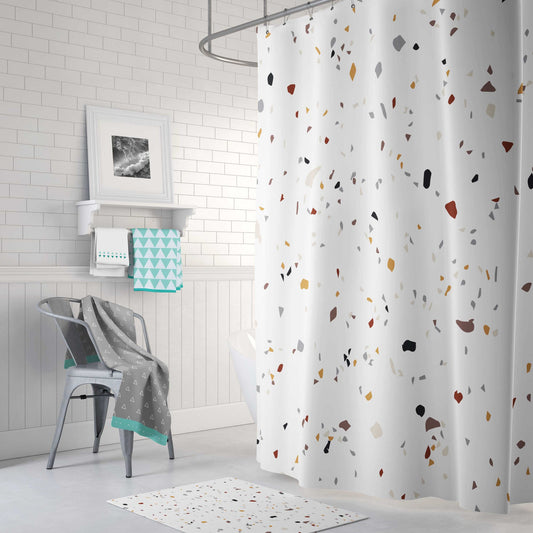Cortina de Baño Terrazzo Morandi - Diseño Minimalista